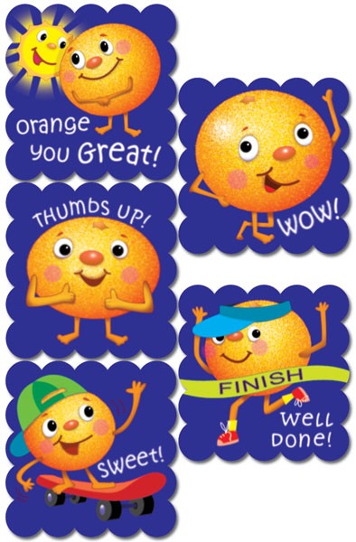 Cartoon Fruit Scratch 'n Sniff Stickers – Orange