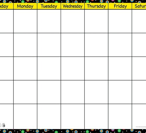 Dots on Black Small Calendar Chart