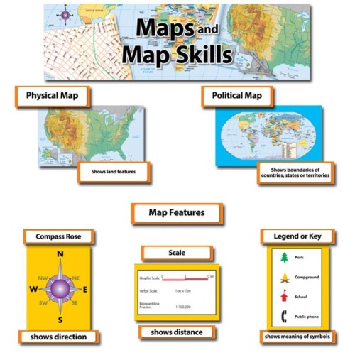 Map and Map Skills Mini Bulletin Board Set