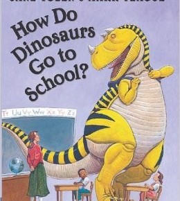 How do dinosaurs go to school?